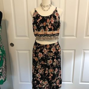 Two piece top and skirt set.